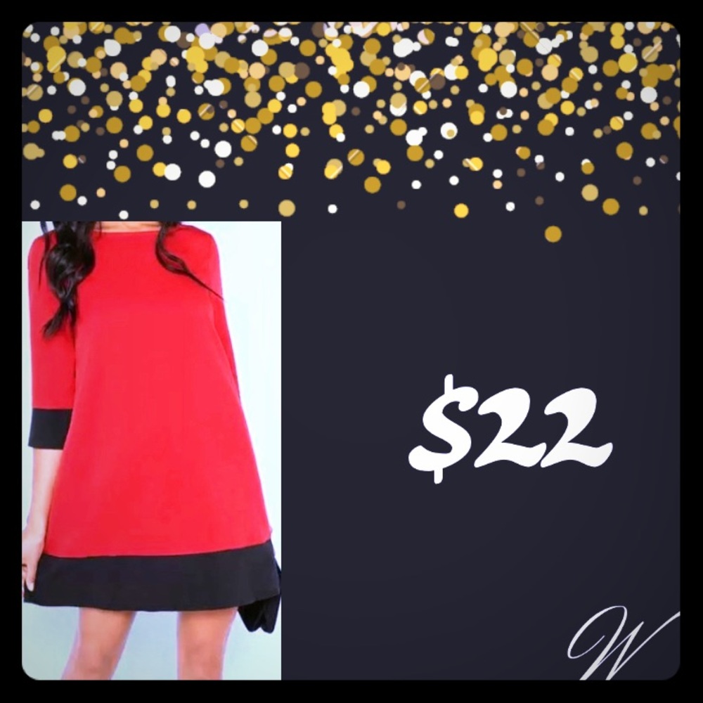 🔹NWT! Beautiful Red Dress with Black Accent.